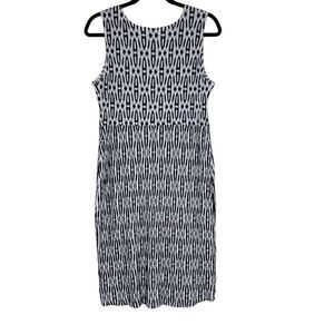 Habitat Black and White Crinkle Stretch Sleeveless Dress Sz M Travel, Vacation